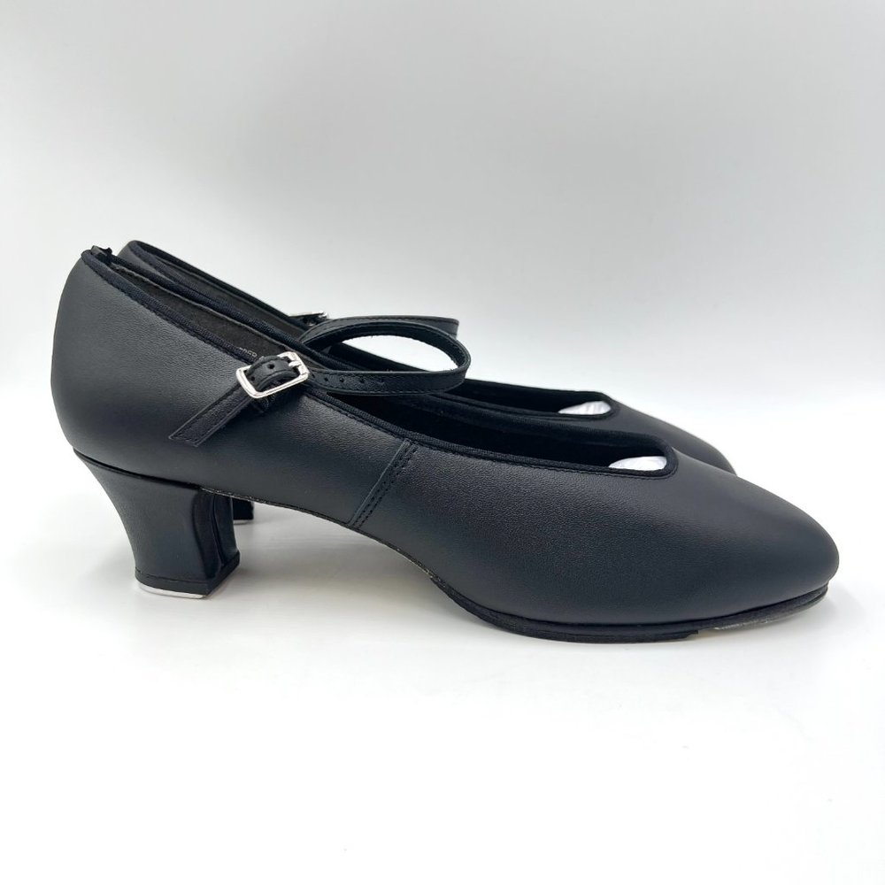 11W 11 WIDE Capezio #561 Jr Footlight 1.5" Black Leather Tap Dance Shoes‎ Heels